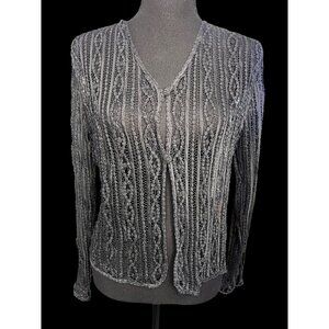 Soulmates Sheer Long Sleeve Cardigan Sweater Women SM BLACK Vintage Whimsygoth